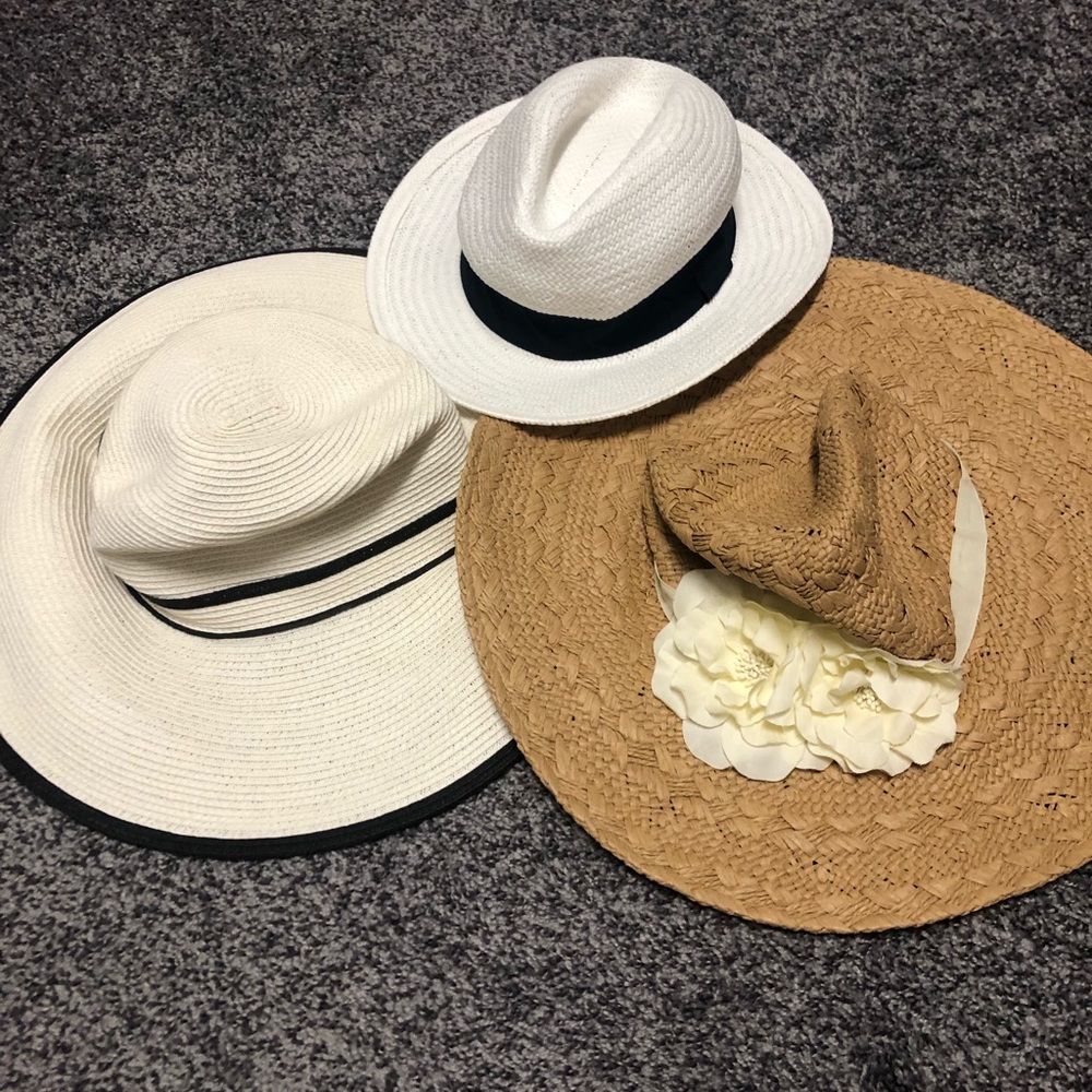 Lot of 3 travel hats sun hat fedora straw hat new